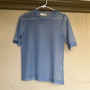 Anthropologie Sheer Blue Mesh Shirt